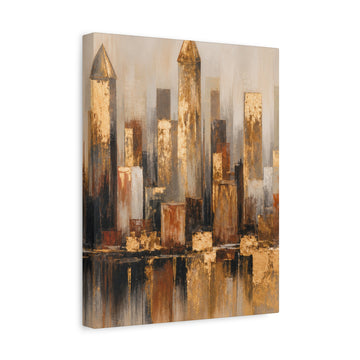 Abstract Gold City Skyline Matte Canvas Wall Art — Stretched 1.25"