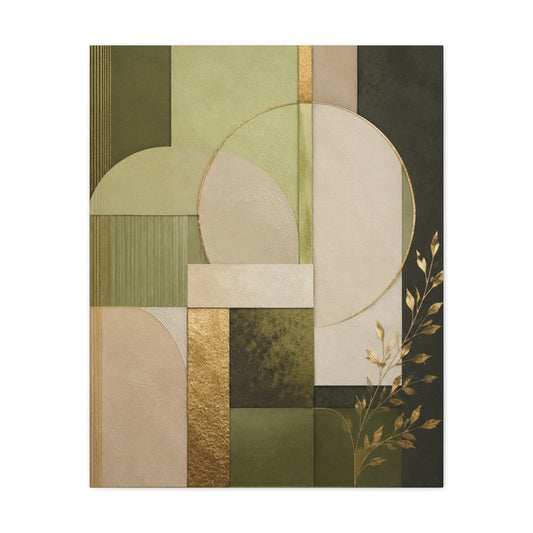 Abstract Green Geometric Canvas Wall Art – Matte Stretched 1.25"