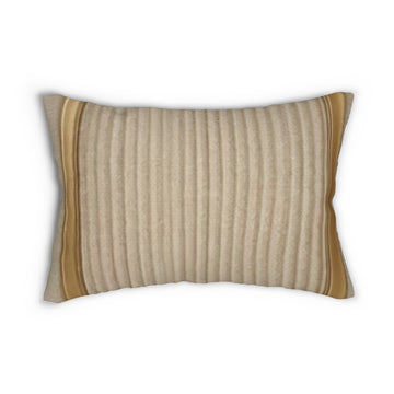 Neutral Ribbed Lumbar Pillow — Beige Striped Decorative Accent