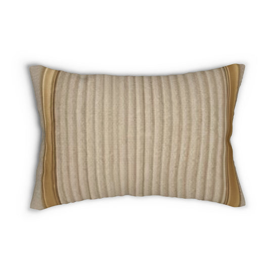Neutral Ribbed Lumbar Pillow — Beige Striped Decorative Accent