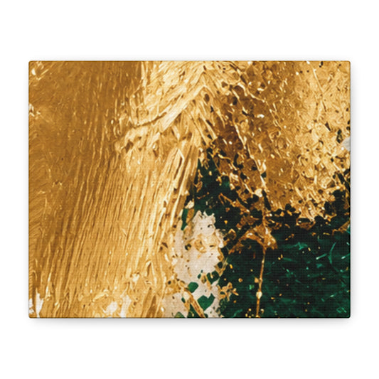 Abstract Gold & Green Canvas Art - Matte Stretched Wall Decor