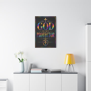 God Is My Protector Matte Canvas Wall Art — Inspirational Christian Decor