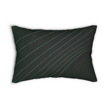 Dark Green Wave Lumbar Pillow — Modern Striped Decorative Cushion
