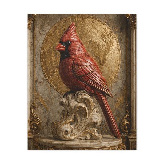 Cardinal Wall Art Canvas – Vintage Red Bird Matte Stretched Canvas