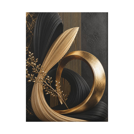 Gold Abstract Canvas Wall Art - Matte Stretched Modern Decor