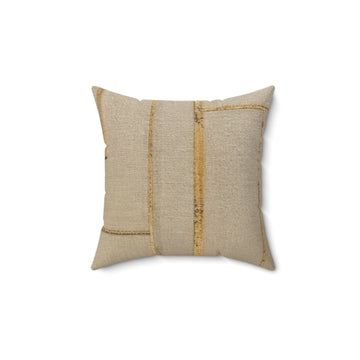 Neutral Striped Linen-Texture Decorative Pillow