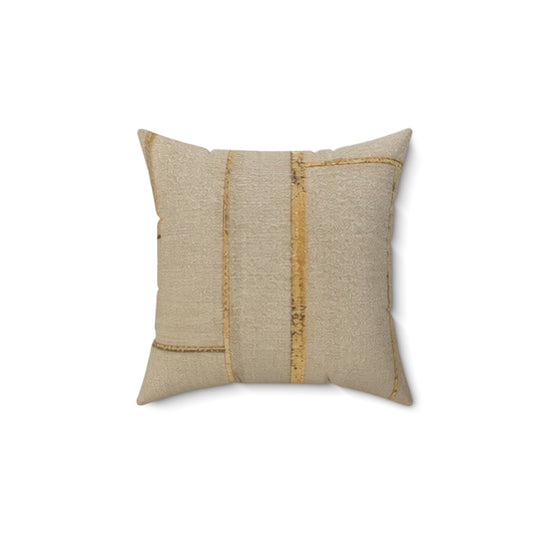 Neutral Striped Linen-Texture Decorative Pillow