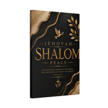 Jehovah Shalom Peace Canvas Wall Art — Psalm 29:11 Religious Home Decor
