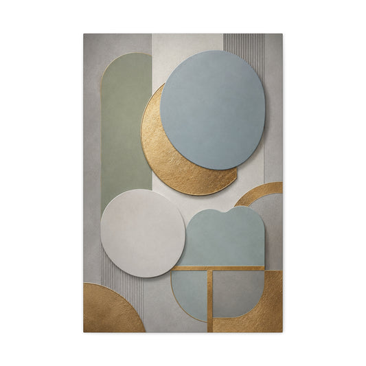 Abstract Geometric Canvas Art — Blue, Green & Gold Modern Wall Decor