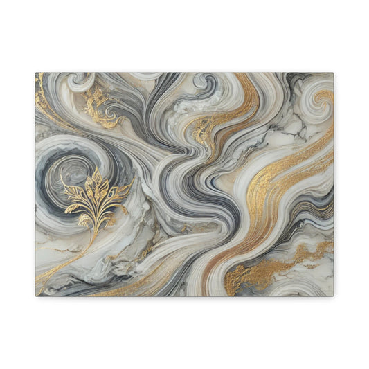 Gold & Marble Swirl Matte Canvas Print
