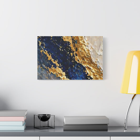 Abstract Blue & Gold Canvas Art — Matte Stretched Wall Decor