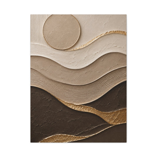 Abstract Earth Tones Canvas Art – Neutral Layered Landscape Wall Decor