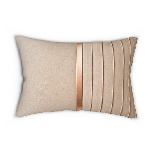 Beige Pleated Lumbar Pillow with Rose Gold StripeLuxury Modern Throw Pillows | Designer Cushion Covers for Elegant Home Decor  Elevate your space with these luxury modern throw pillows designed for...
