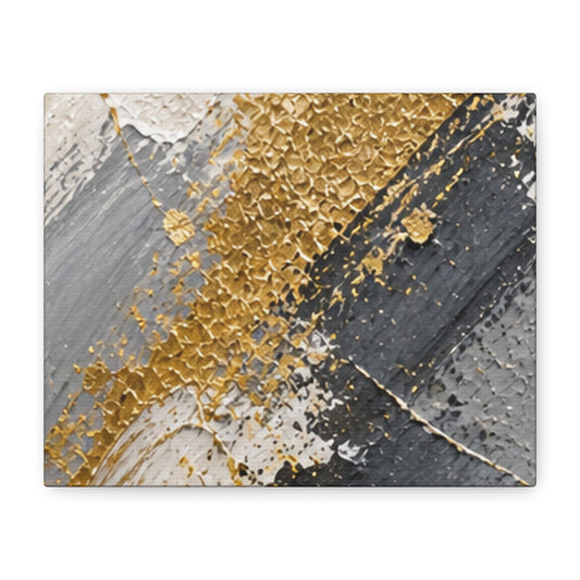 Abstract Gold & Gray Matte Canvas Wall Art — Stretched 1.25"