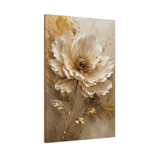 Gold Floral Canvas Wall Art — Large Matte Stretched Flower Print