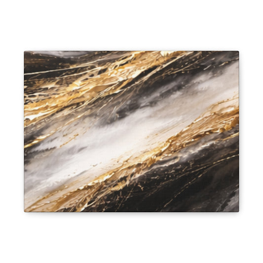 Abstract Gold Marble Matte Canvas Wall Art,Luxury Large Wall Art Above Couch, Black Gold Abstract Canvas Print, Modern Living Room Wall Decor Statement Artwork, Neutral Beige Gold Painting, High End...