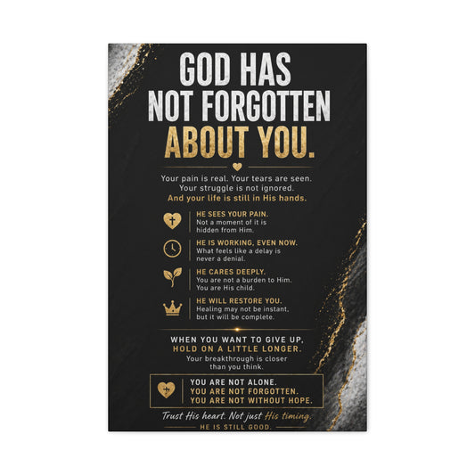 God Has Not Forgotten About You – Inspirational Wall Canvas