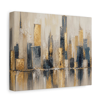 Abstract Gold Skyline Canvas - Modern Cityscape Wall Art