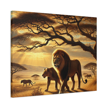 African Lion Sunset Canvas Wall Art — Majestic Wildlife Home Decor