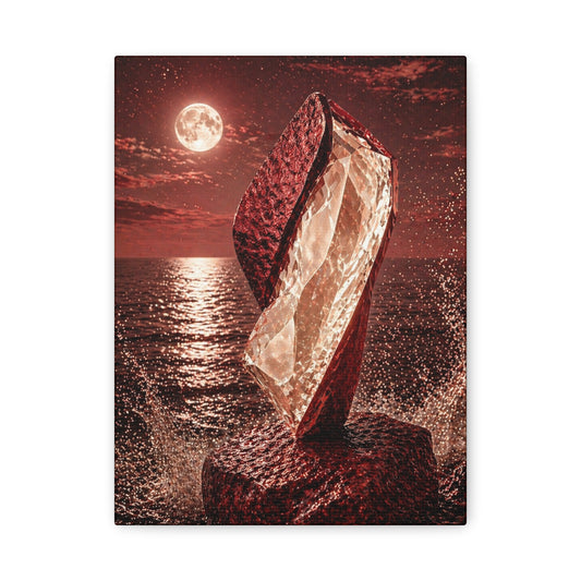 Red Moon Crystal Sculpture Matte Canvas Print