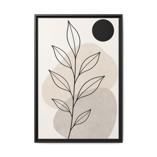 Framed Botanical Canvas Print — Minimal Neutral Abstract Wall Art