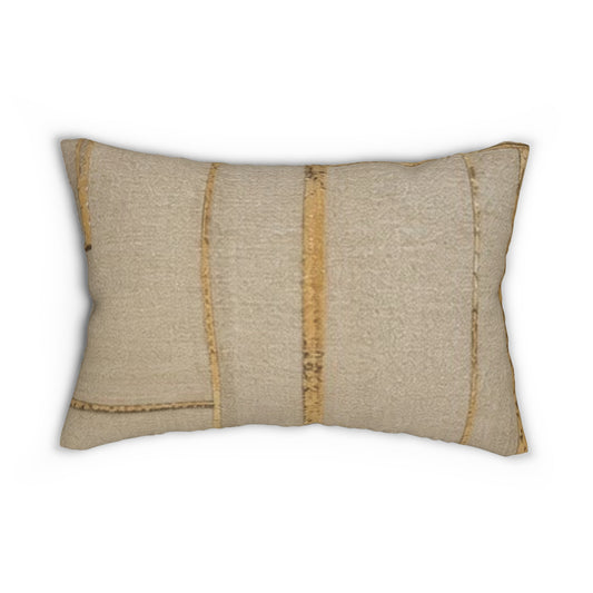 Lumbar Pillow - Neutral Beige Striped Coastal Throw Pillow