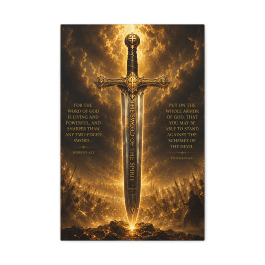 Sword of the Spirit Canvas Print — Christian Bible Verse Wall Art (Ephesians 6:17)