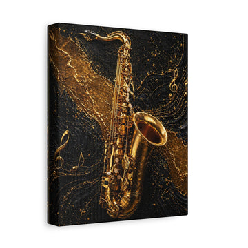 Gold Saxophone Wall Art Canvas — Jazz Music Instrument Print