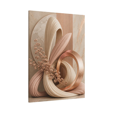 Abstract Neutral Tones Matte Canvas Wall Art – Sculptural Beige & Rose Gold Décor