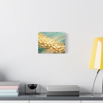 Gold Teal Abstract Canvas Print — Luxe Ocean Marble Wall Art