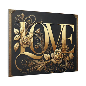 Love Gold Floral Matte Canvas Wall Art – Stretched 1.25"