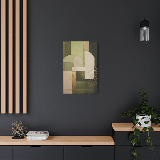 Abstract Green Geometric Canvas Wall Art – Matte Stretched 1.25"