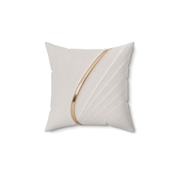 Modern Gold Accent Decorative Pillow — White Textured Square Throw Pillow