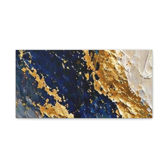 Abstract Blue & Gold Canvas Art — Matte Stretched Wall Decor